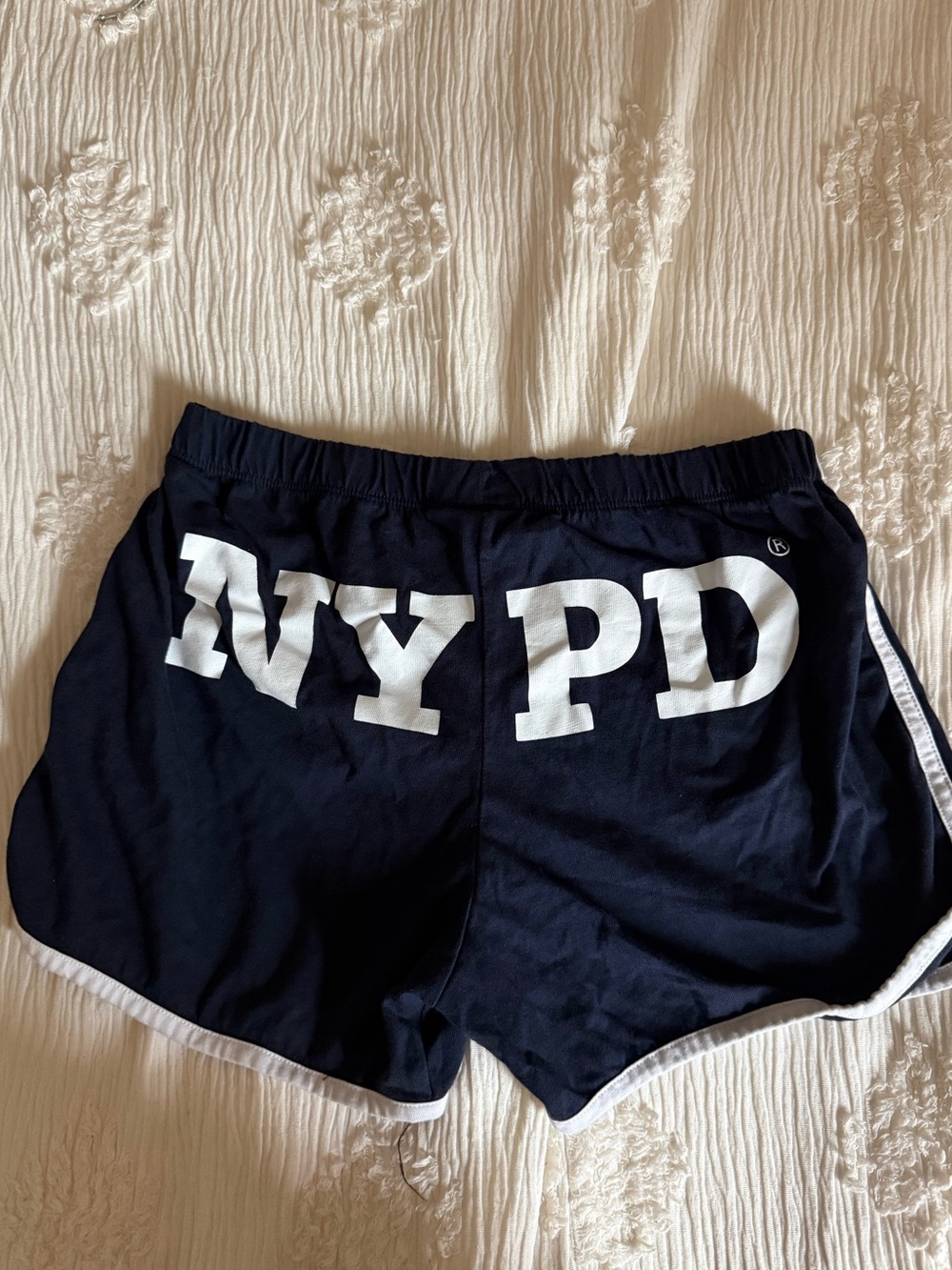 NYPD Women's Navy Athletic Shorts with White Trim size M